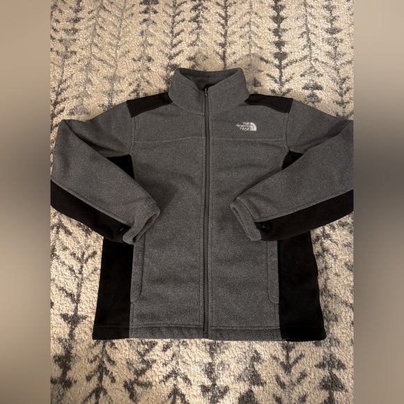 The North Face Fleece Zip Up Jacket Black And Gray Pockets, Size Medium 10-12 - Picture 1 of 10